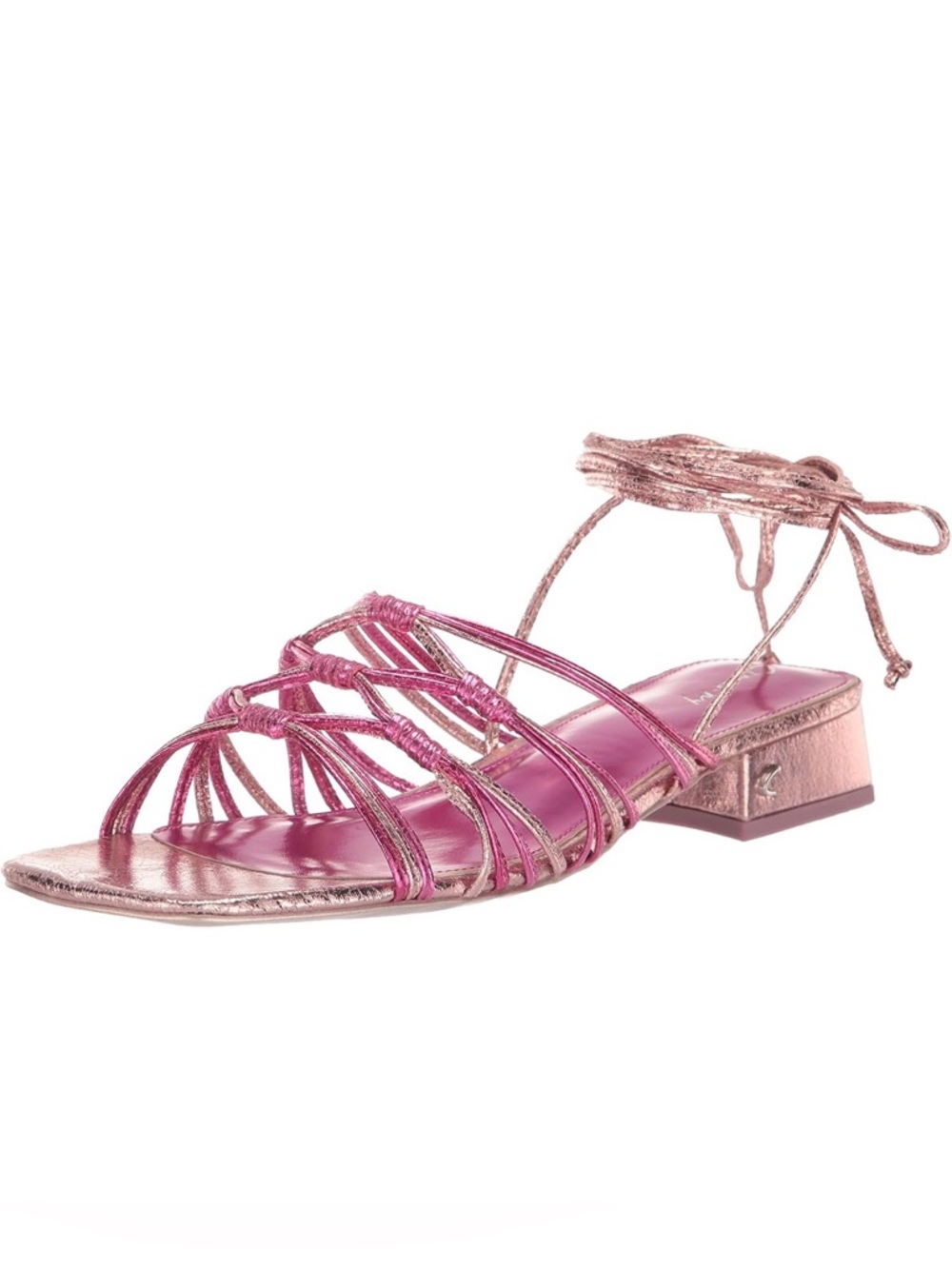 Circus NY Metallic Pink Strappy Lace-Up Low Heel Sandal